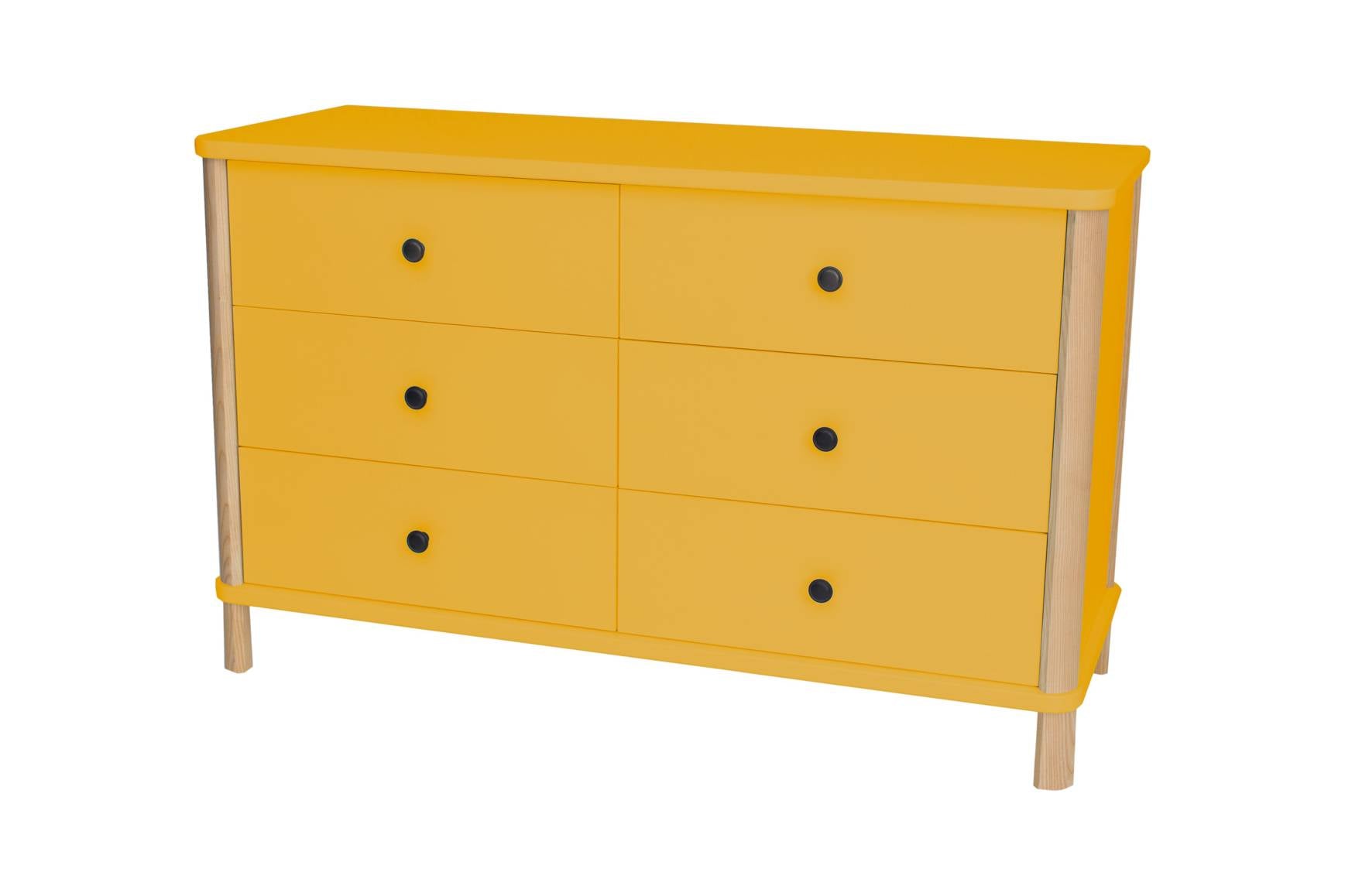 Ashme Boy Skuffe 114cm Dobbelt Kommode Gul - Ragaba Skabe
