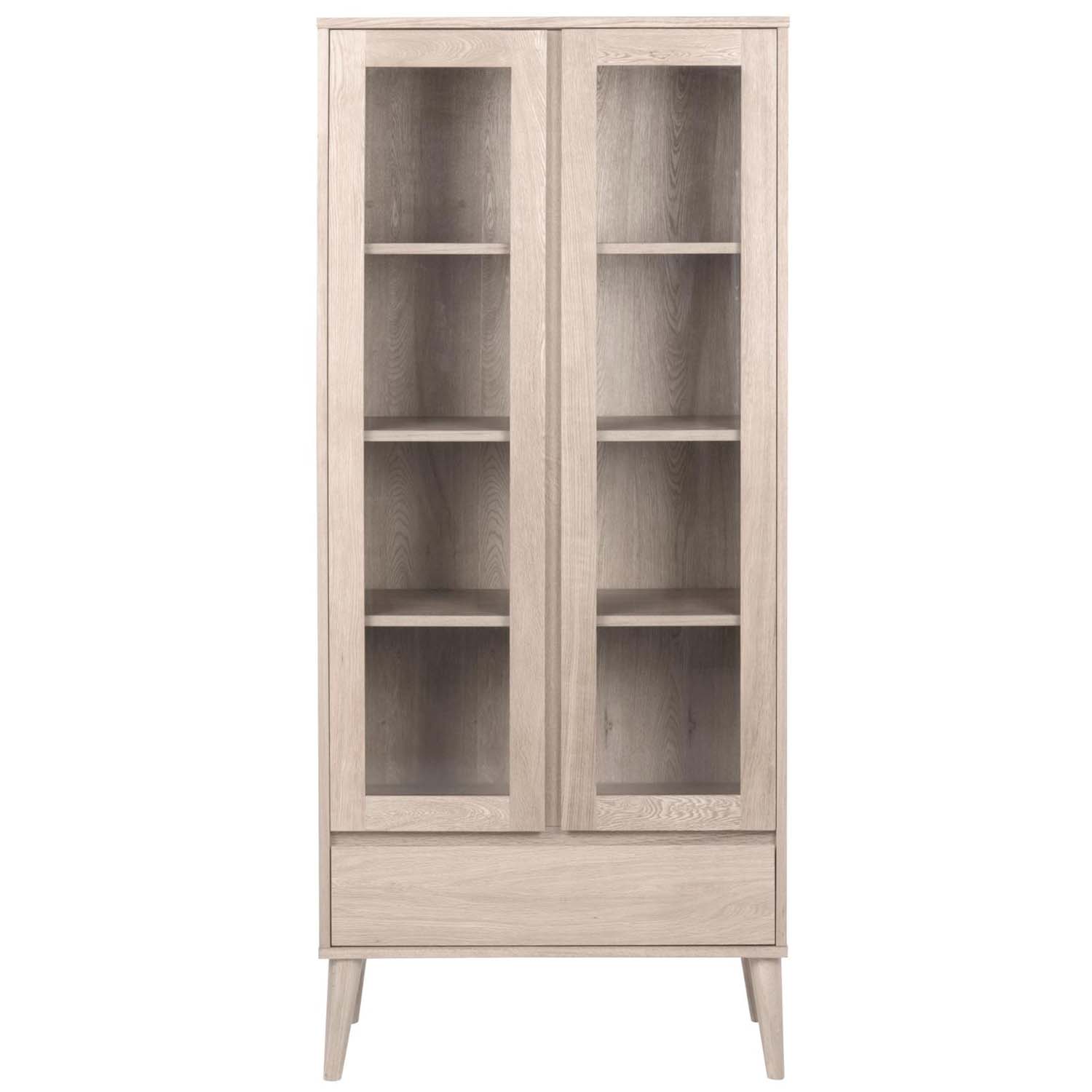 Hvid Act Nordic Nagano Vitrineskab Låger Skuffe Glas Pigmenteret Egefiner - Act Nordic Skabe  - 5705994940879